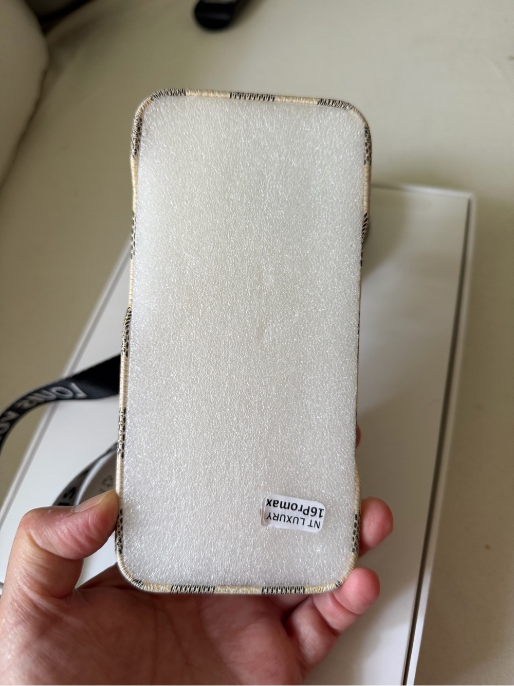Louis Vuitton Damier Azur Phone Holder with Blush Pink Trim - Picture 3 of 8
